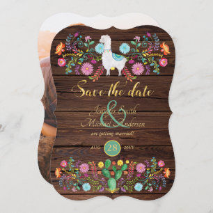 Invitation Mariage Fiesta Enregistrer La Date Llama Fleurs Fo