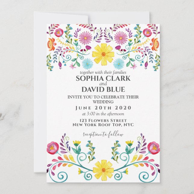 Invitation Mariage Fiesta Floral Mexicain (Devant)