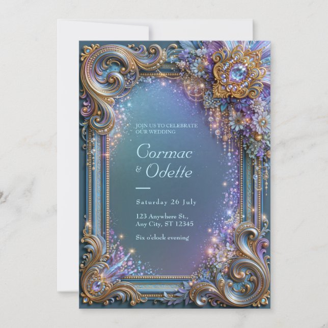 Invitation Mariage Filigrane de Bijou de Lavande (Devant)