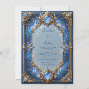 Invitation Mariage Filigrane Galaxie de Saphir