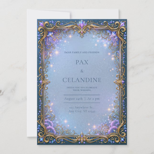 Invitation Mariage Filigrane Starlight Lavande (Devant)