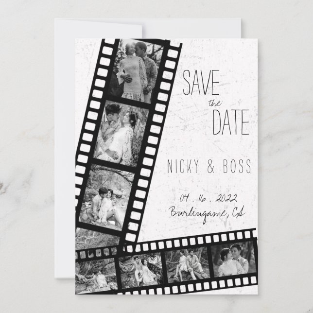 Invitation Mariage Film Rustique Moderne Photo Enregistrer la (Devant)
