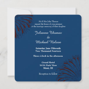 Invitation Mariage Fireworks bleu