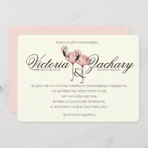 Invitation Mariage Flamant rose rose