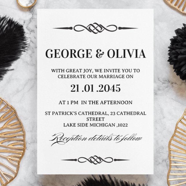 Invitation Mariage Flèche Noeud Celtique Noir Blanc (Créateur téléchargé)