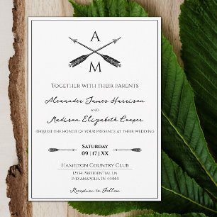 Invitation Mariage Flèches et monogrammes