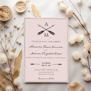 Invitation Mariage Flèches et monogrammes Rose