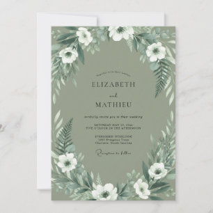 Invitation Mariage Fleur aérienne Vert Sauge