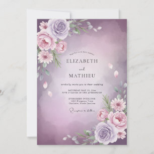 Invitation Mariage Fleur Améthyste Lilas