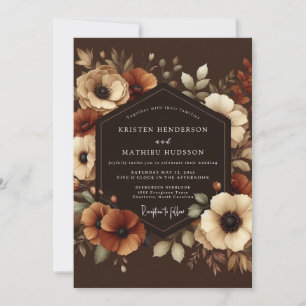 Invitation Mariage Fleur Automne Brun