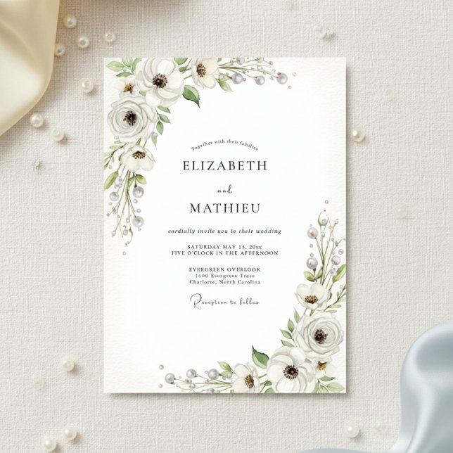 Invitation Mariage Fleur Blanche en Fleur (Créateur téléchargé)