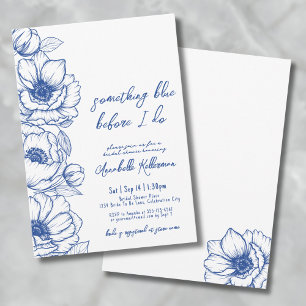 Invitation Mariage Fleur Bleu Dessiné à la Main