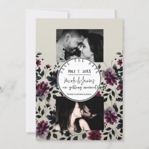 Invitation Mariage Fleur Bleu Minuit Bourgogne