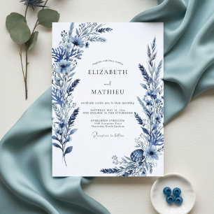 Invitation Mariage Fleur Botanique Indigo