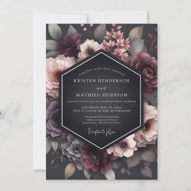 Invitation Mariage Fleur Charbonneau Nostalgique (Devant)