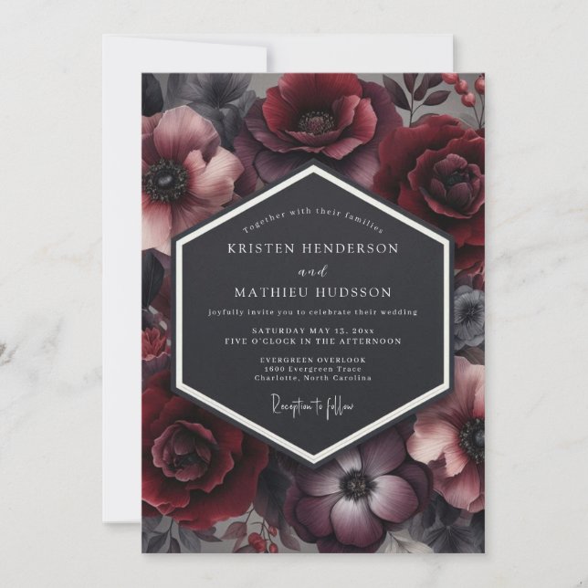 Invitation Mariage Fleur Claret Penumbral (Devant)