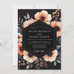 Invitation Mariage Fleur Corail Clair-Obscur