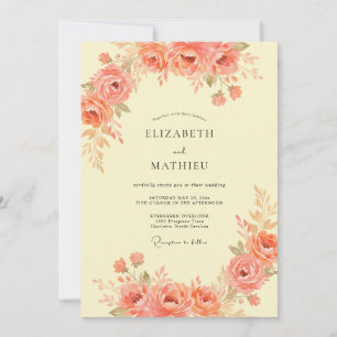 Invitation Mariage Fleur Corail Coup de Pinceau