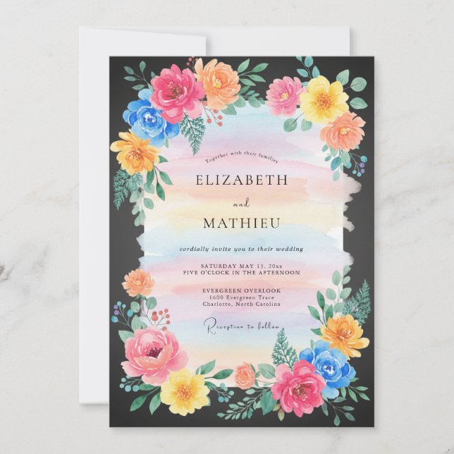 Invitation Mariage Fleur Corail Vif (Devant)