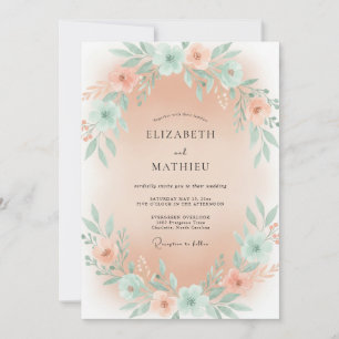 Invitation Mariage Fleur d'Abricot Menthe