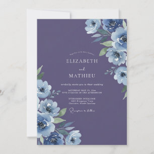 Invitation Mariage Fleur d'Améthyste Pervenche