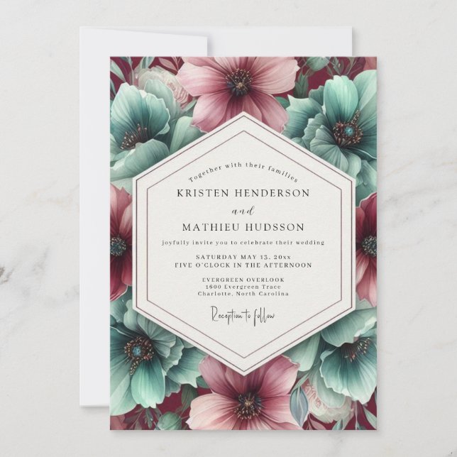 Invitation Mariage Fleur d'Aquamarine (Devant)