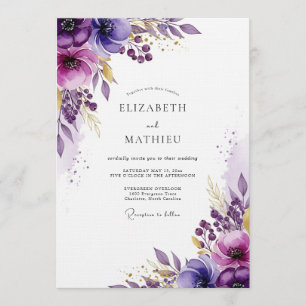 Invitation Mariage Fleur d'Aquarelle Violette