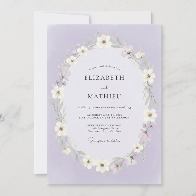 Invitation Mariage Fleur d'Art Lilac (Devant)
