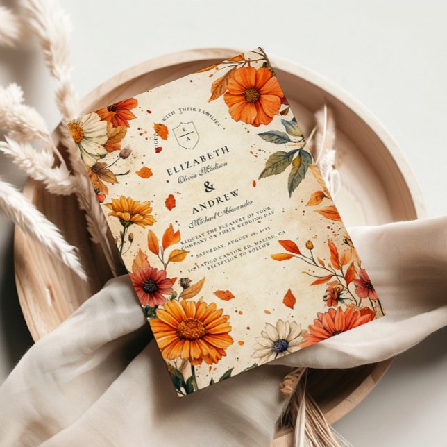 Invitation Mariage Fleur d'Automne Rustique (Créateur téléchargé)