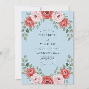 Invitation Mariage Fleur d'Azur Cramoisi