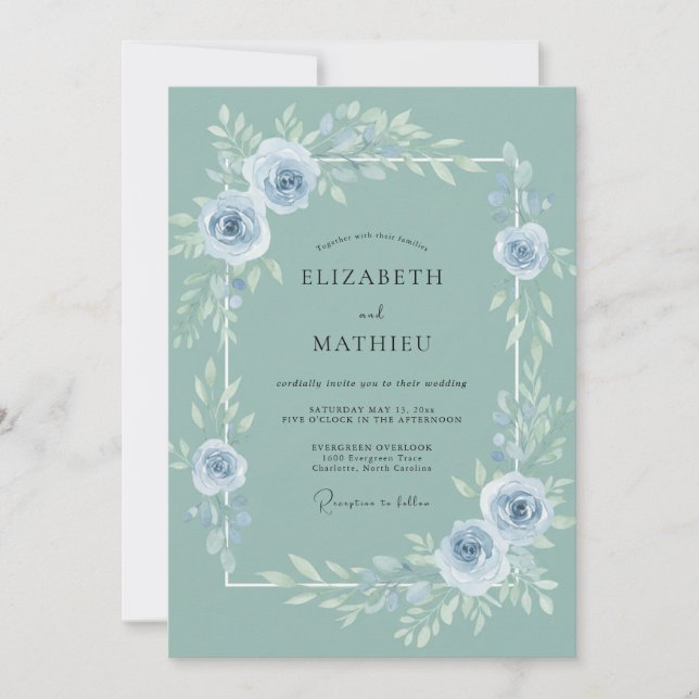 Invitation Mariage Fleur de Acier Doux (Devant)