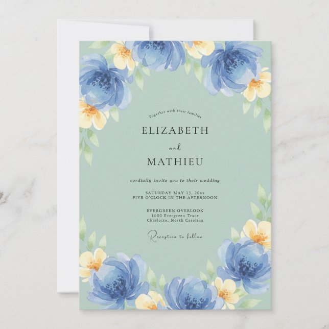 Invitation Mariage Fleur de Beurre de Bleuet (Devant)