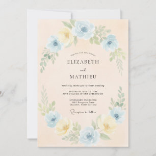 Invitation Mariage Fleur de Blossom Bleu Pâle