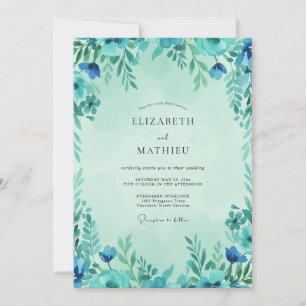 Invitation Mariage Fleur de Champ Aqua Mousse de Mer