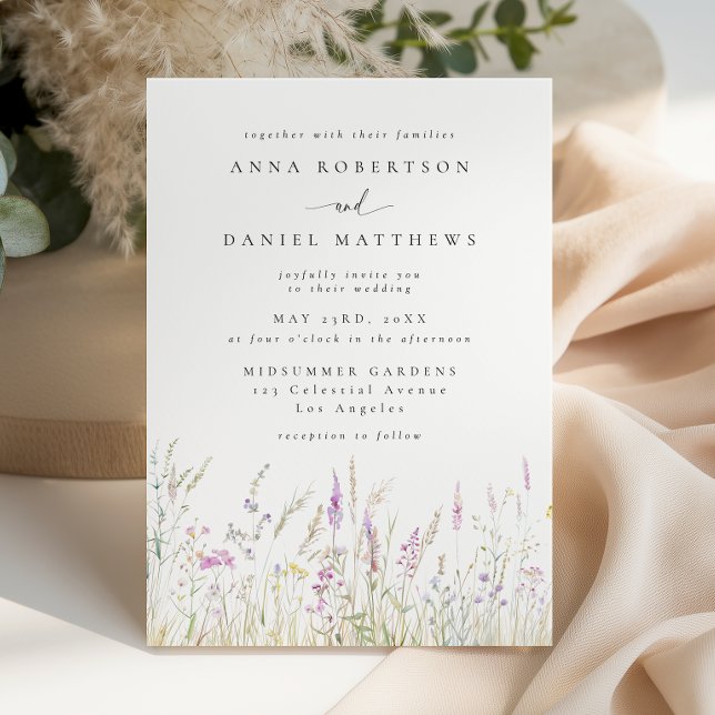 Invitation Mariage Fleur de Champ Bohème Douce (Créateur téléchargé)