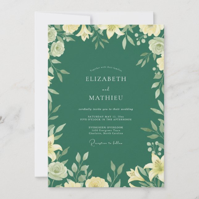 Invitation Mariage Fleur de Champ de Mousse Profonde (Devant)
