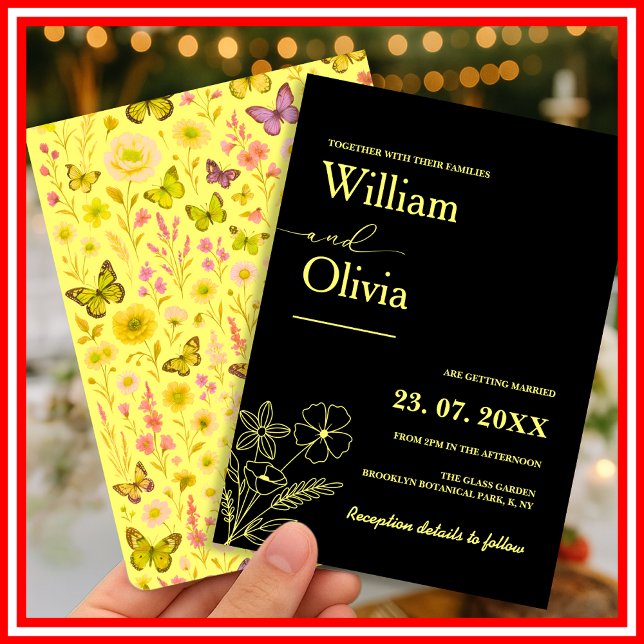 Invitation Mariage Fleur de Champ Jaune Beurre (Créateur téléchargé)