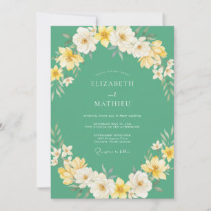 Invitation Mariage Fleur de Champ Jaune Mousse de Mer