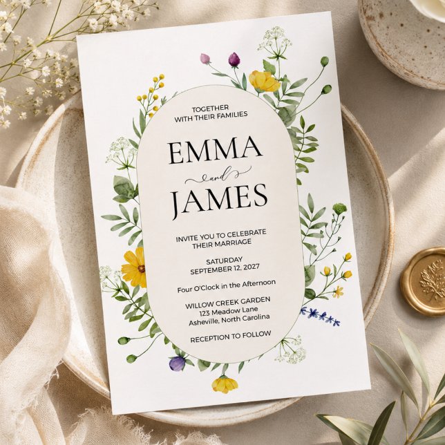 Invitation Mariage Fleur de Champ Moderne Élégant Floral  (Créateur téléchargé)