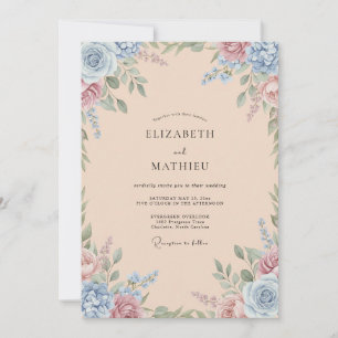 Invitation Mariage Fleur de Champ Peinte aux Teintes Chaudes