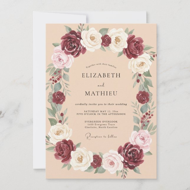 Invitation Mariage Fleur de Champagne de Bourgogne (Devant)