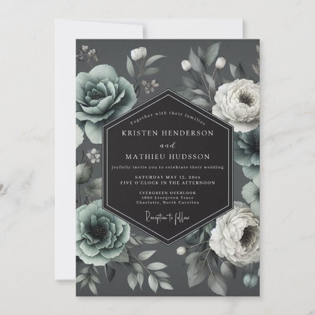 Invitation Mariage Fleur de Charbon d'Hellebore (Devant)