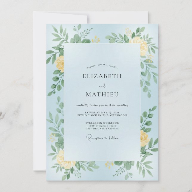 Invitation Mariage Fleur de Ciel Citron (Devant)
