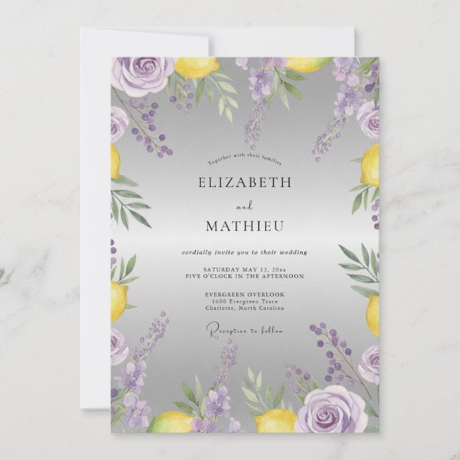 Invitation Mariage Fleur de Citron Améthyste (Devant)