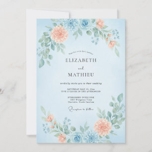 Invitation Mariage Fleur de Corail Azur