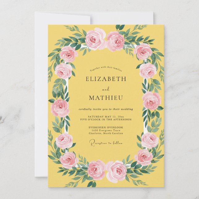 Invitation Mariage Fleur de Corail Canari (Devant)