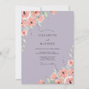 Invitation Mariage Fleur de Corail Lilas