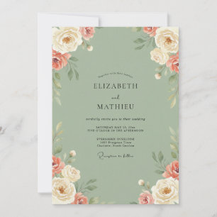 Invitation Mariage Fleur de Corail Olive