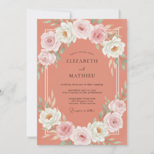 Invitation Mariage Fleur de Corail Poussiéreux