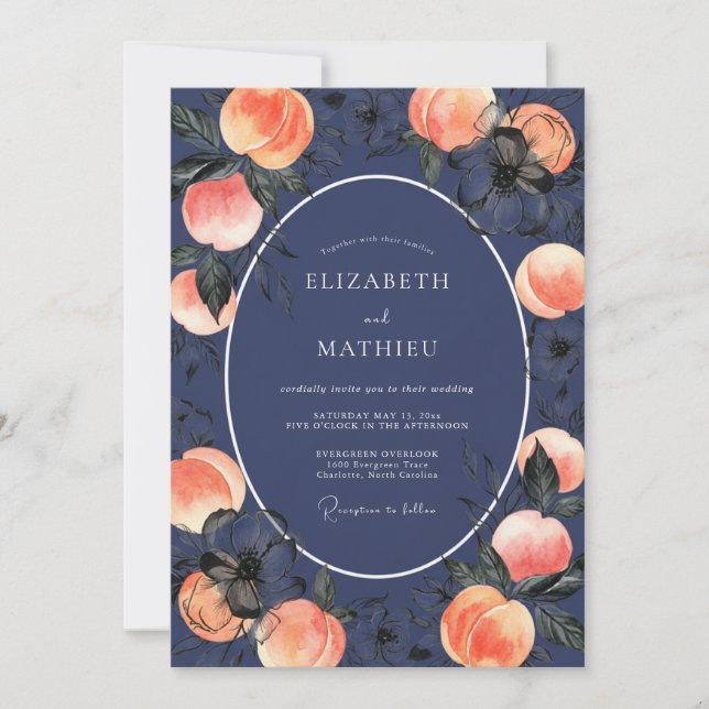 Invitation Mariage Fleur de Corail Rouge Minuit (Devant)